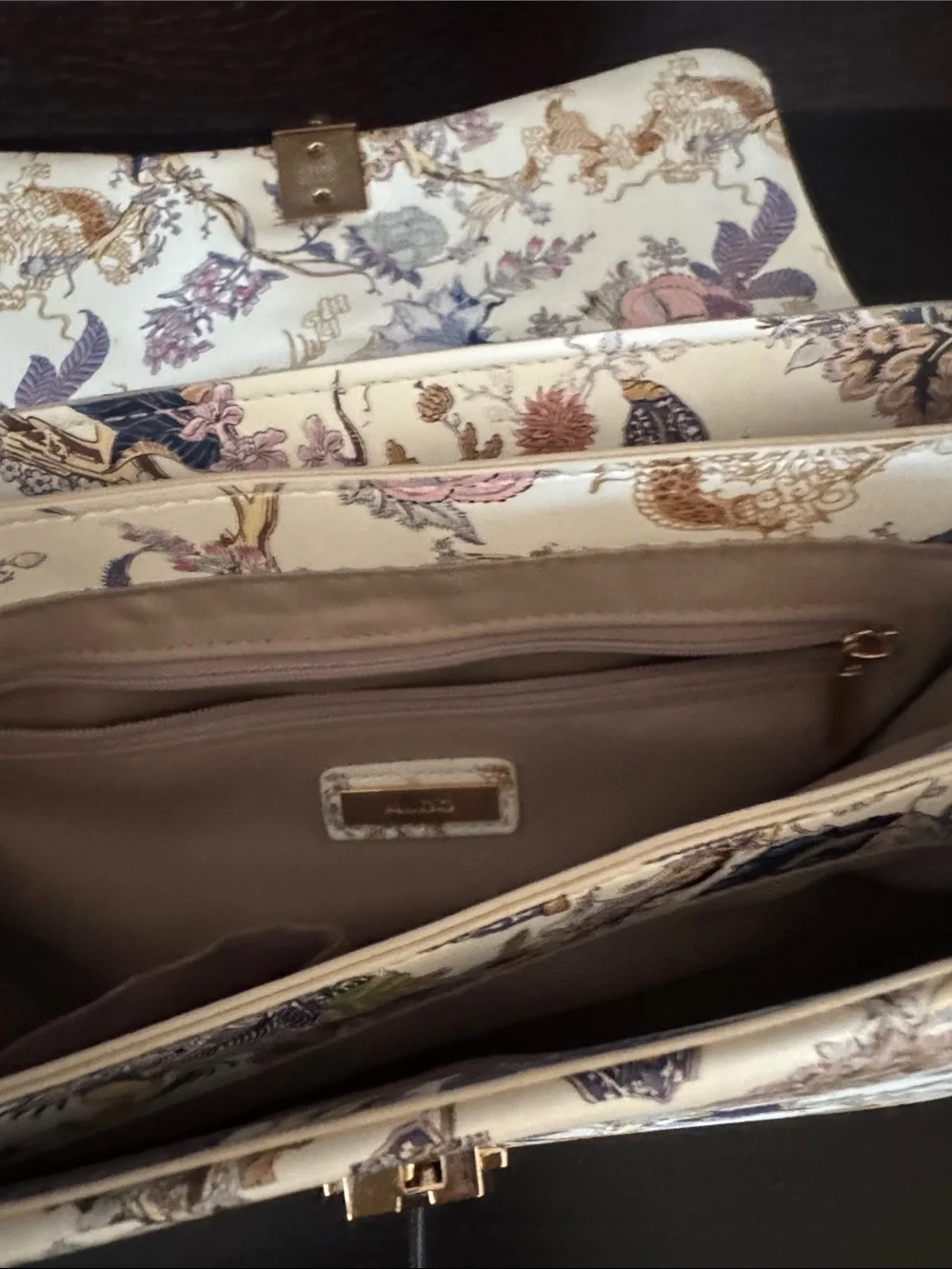 Floral Ivory Chain Strap Shoulder Bag